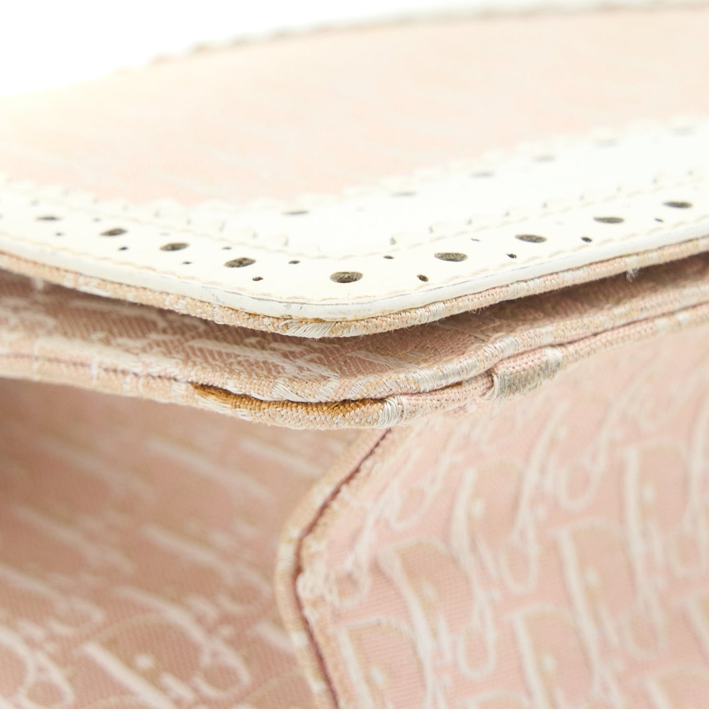 Dior Pink Logo Monogram Lace Handbag Pearl D Strap Charm