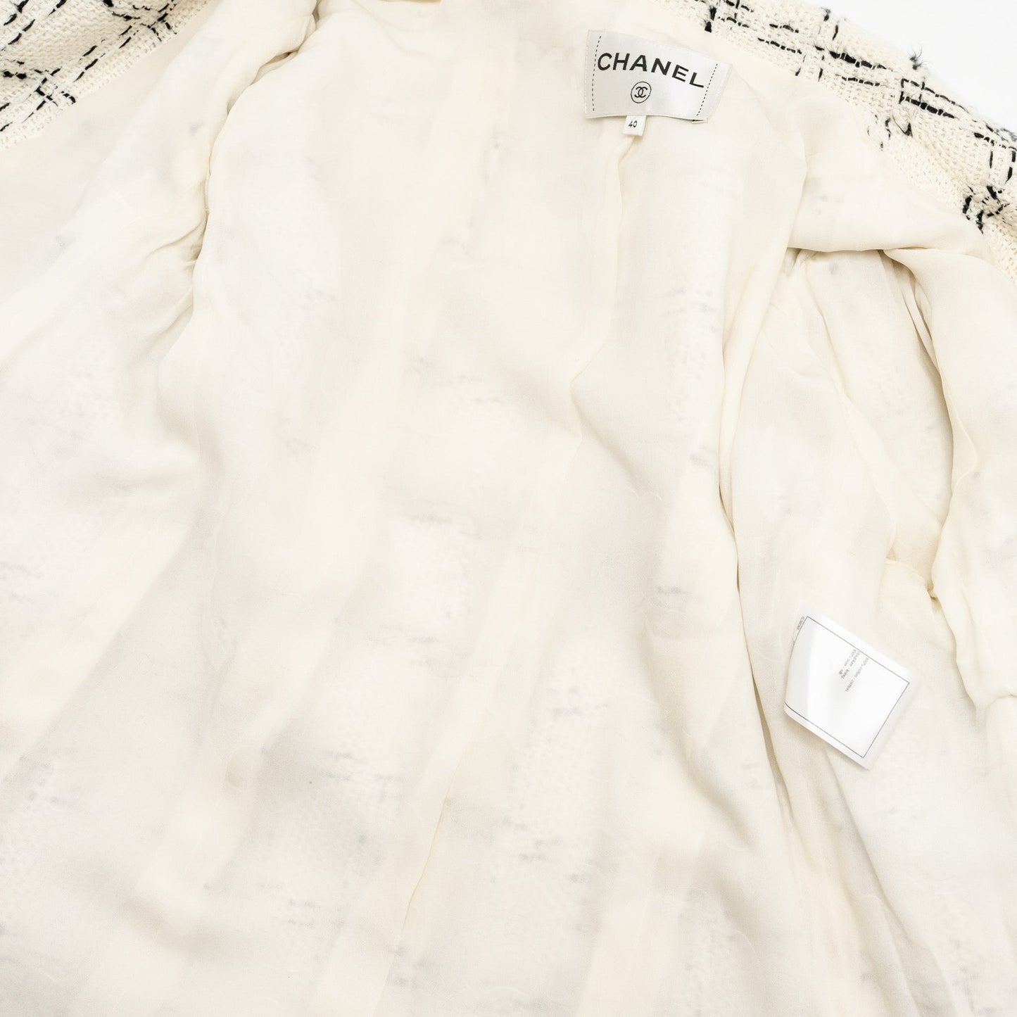 Chanel Size 40 23S Tweed Jacket Cotton White/Black