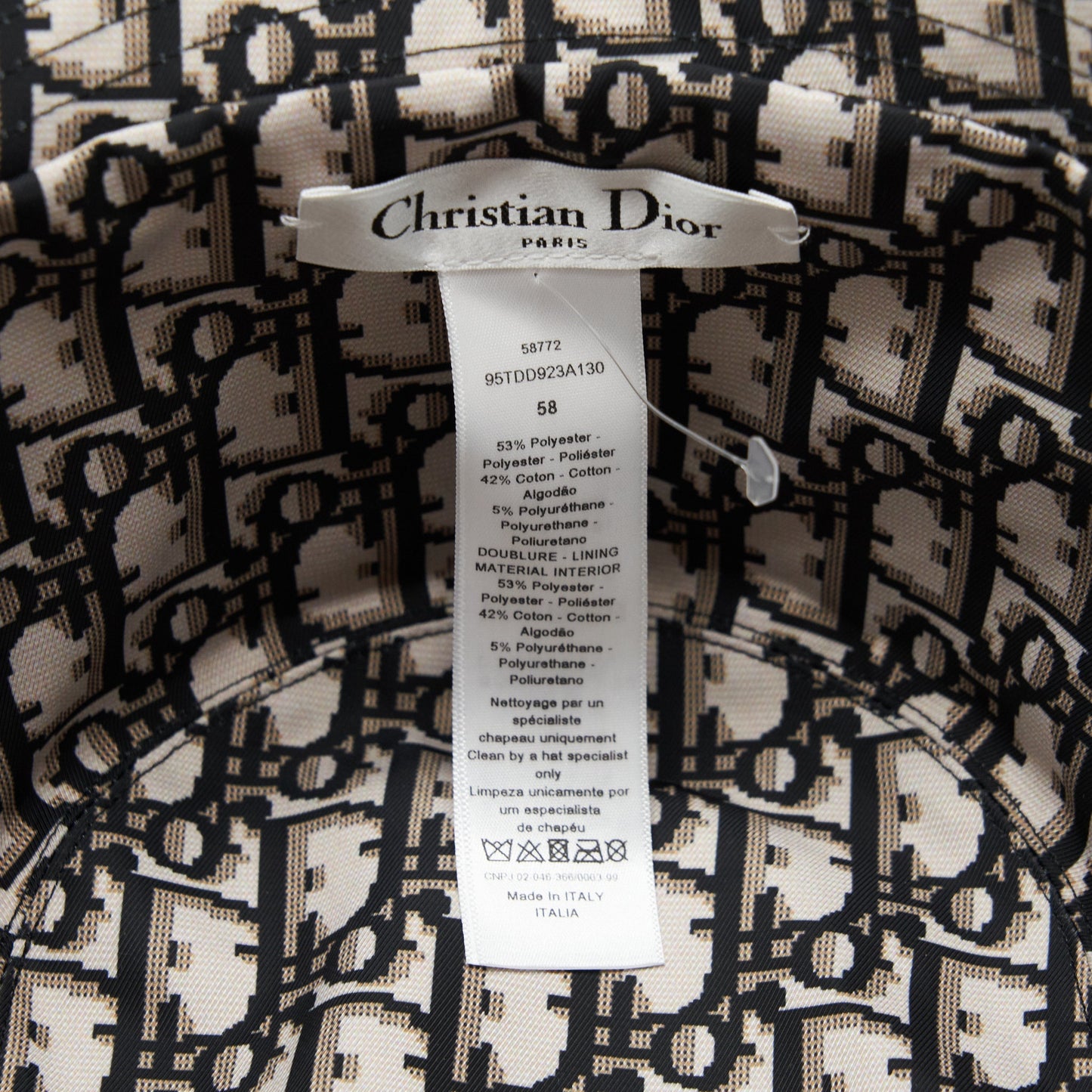 Dior size 58 Bucket Hat Black Oblique