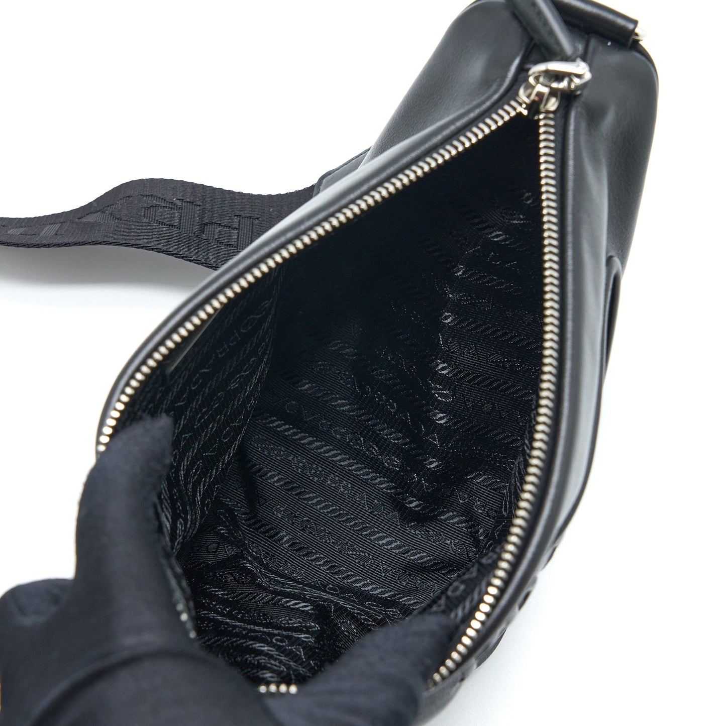 Prada Triangle Mini Purse Leather Black