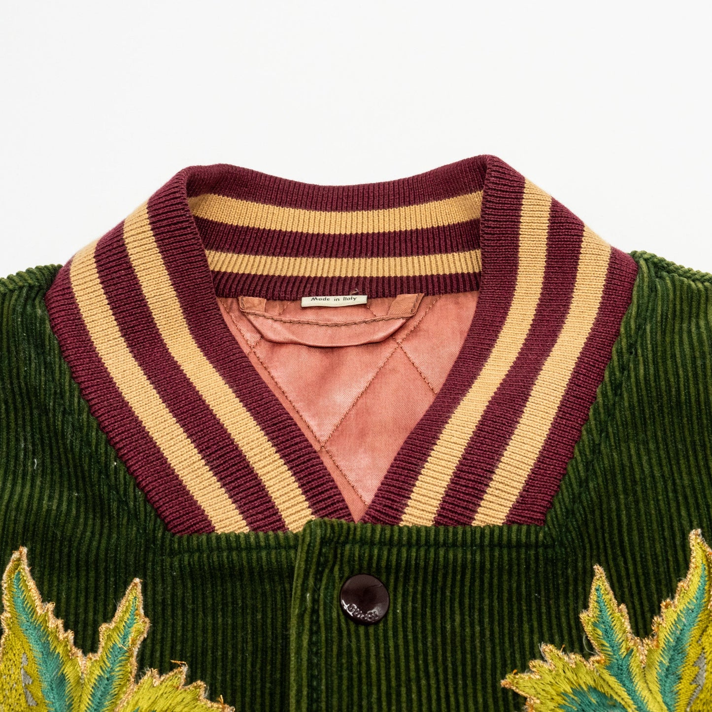 GUCCI Size 48 Embroidered Corduroy âModern Futureâ Bomber Jacket Cotton Multicolour