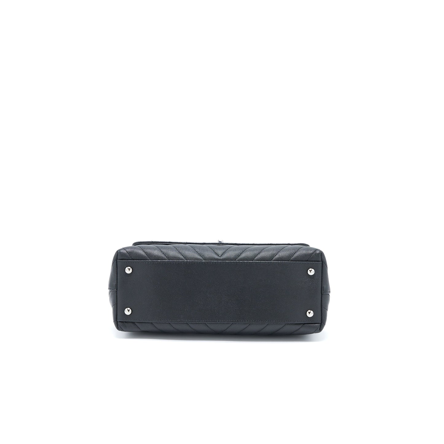 Chanel Medium Coco Handle Chevron Caviar Black SHW