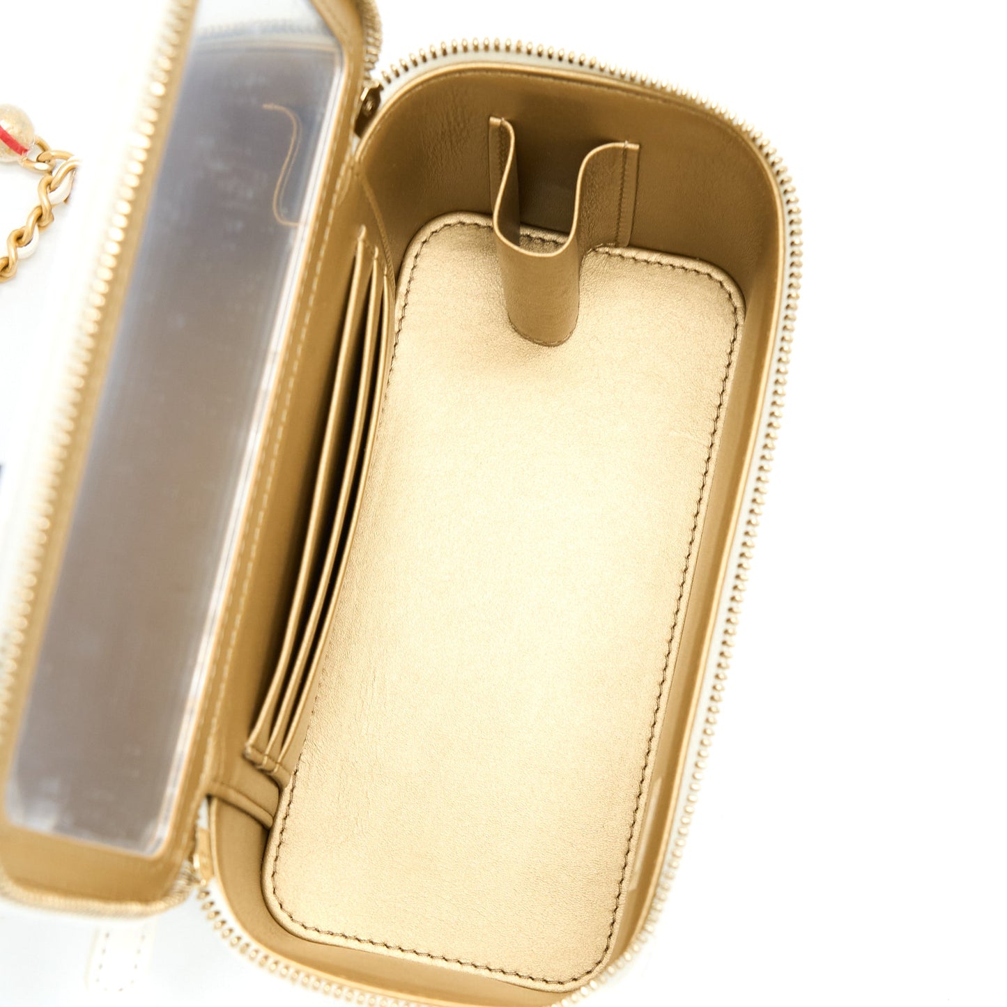 Chanel Pearl Crush Long Vanity Case Lambskin White Brushed GHW
