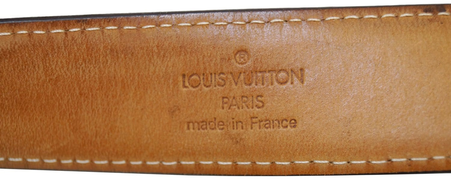 LOUIS VUITTON Damier Ebene Riveted Belt Size 90/36