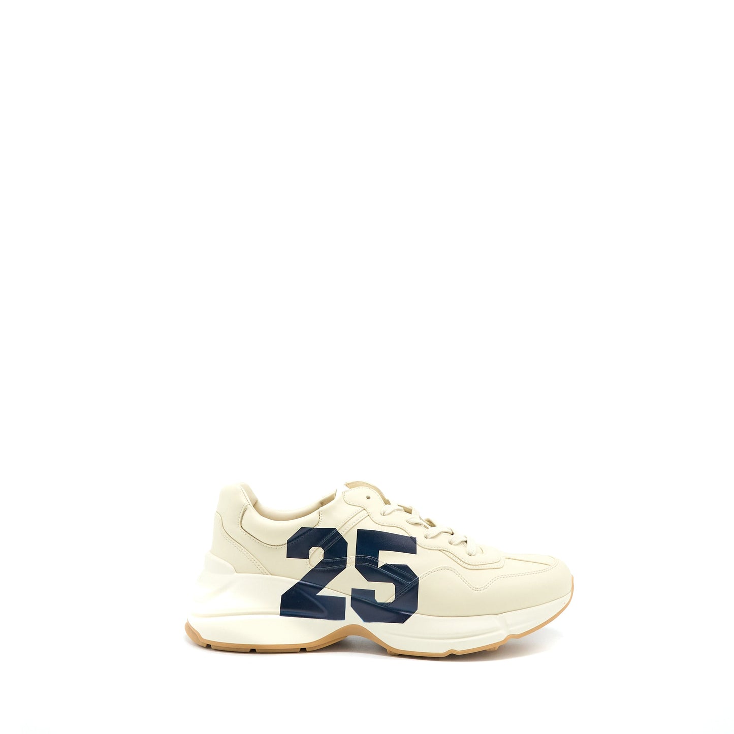 Gucci Size 10 Menâs Rhyton Sneaker with "25" Leather Ivory/Multicolour