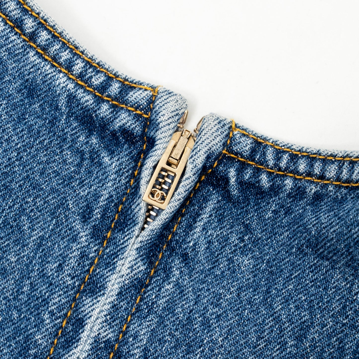 Chanel Size 34 22K Detailed Button Denim Dress Cotton Blue