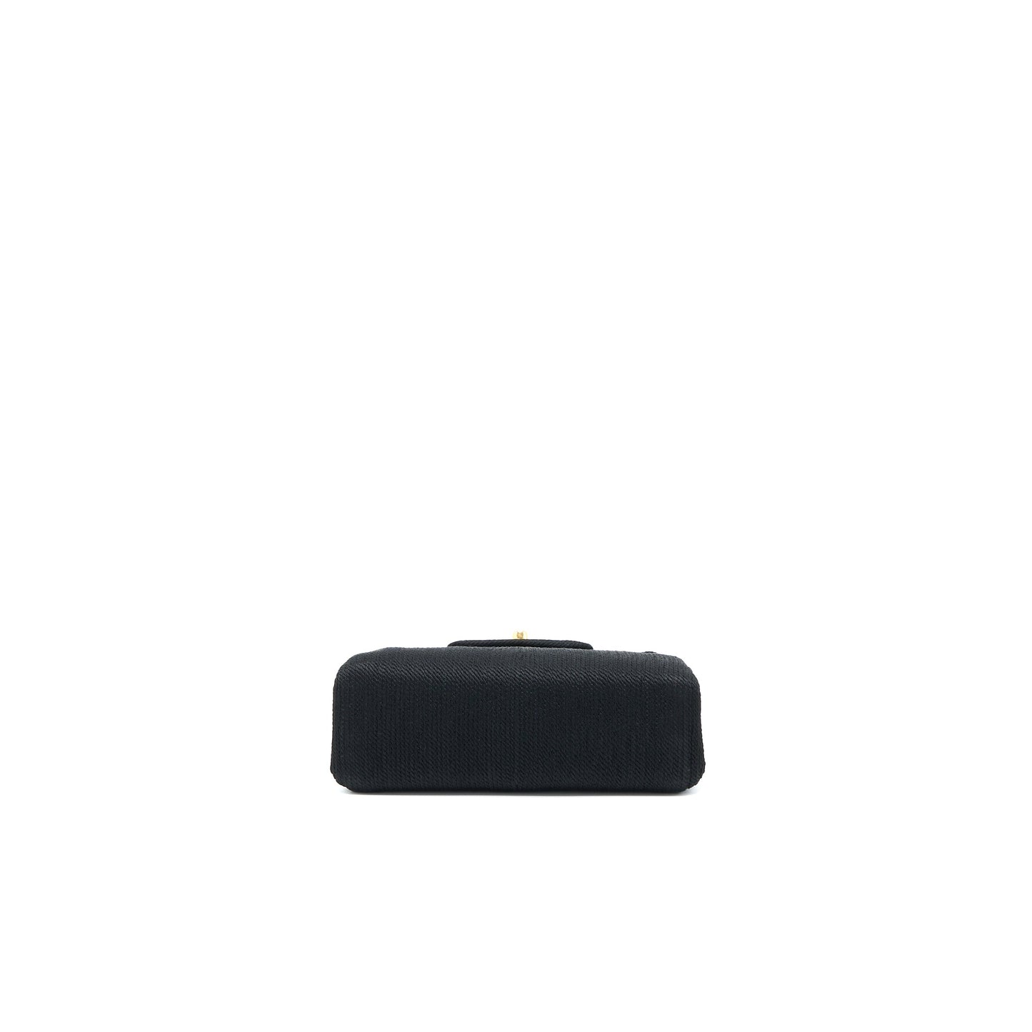 Chanel Vintage Top Handle Flap Bag Woven Silk Black GHW