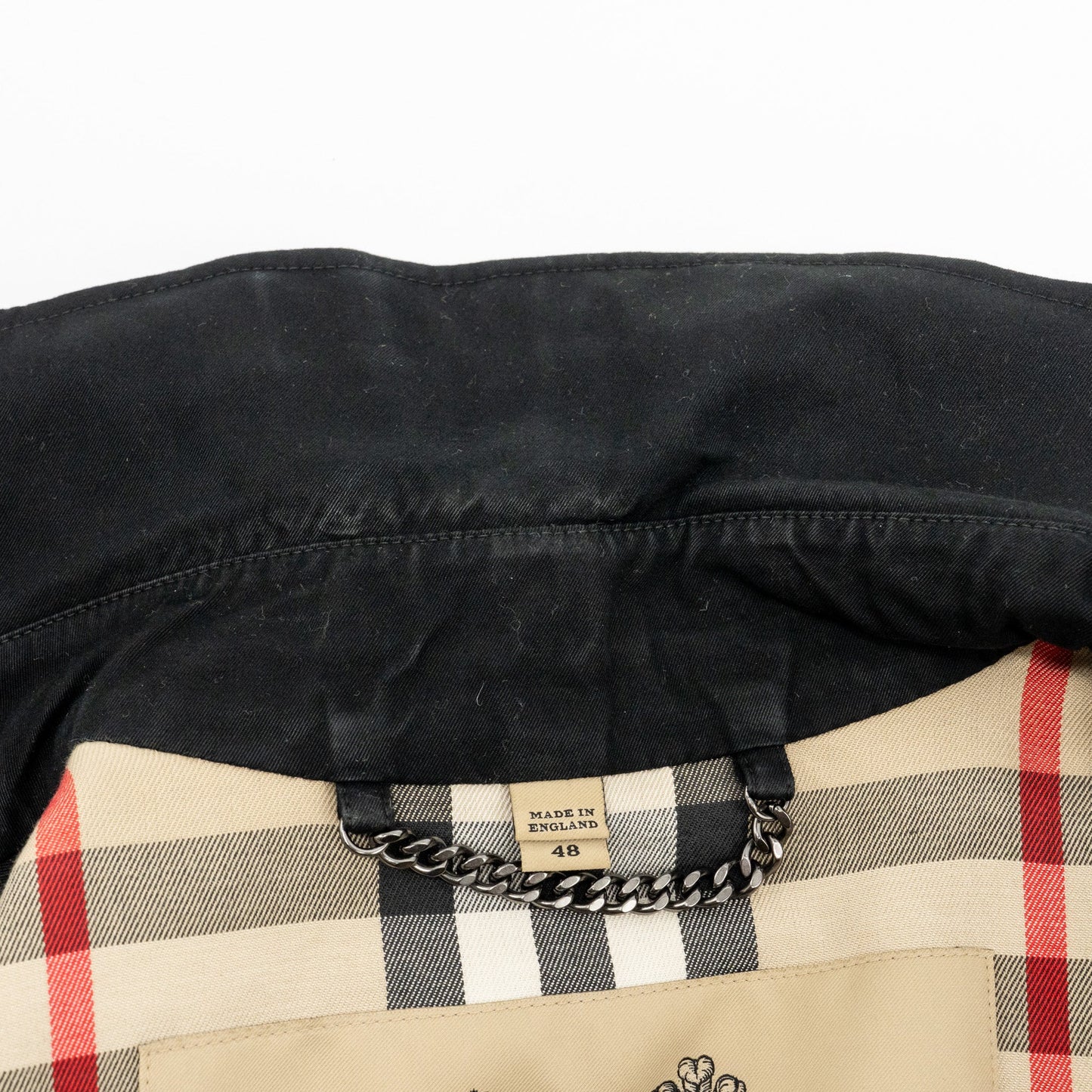 Burberry Size 48 Sandringham Short Trench Coat Cotton Black