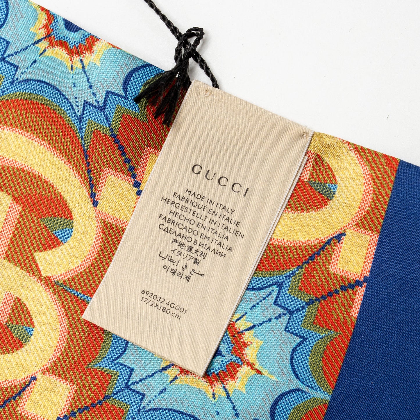Gucci 100th Anniversary Limited Edition 17/2 x 180 Scarf Logo Silk Multicolor