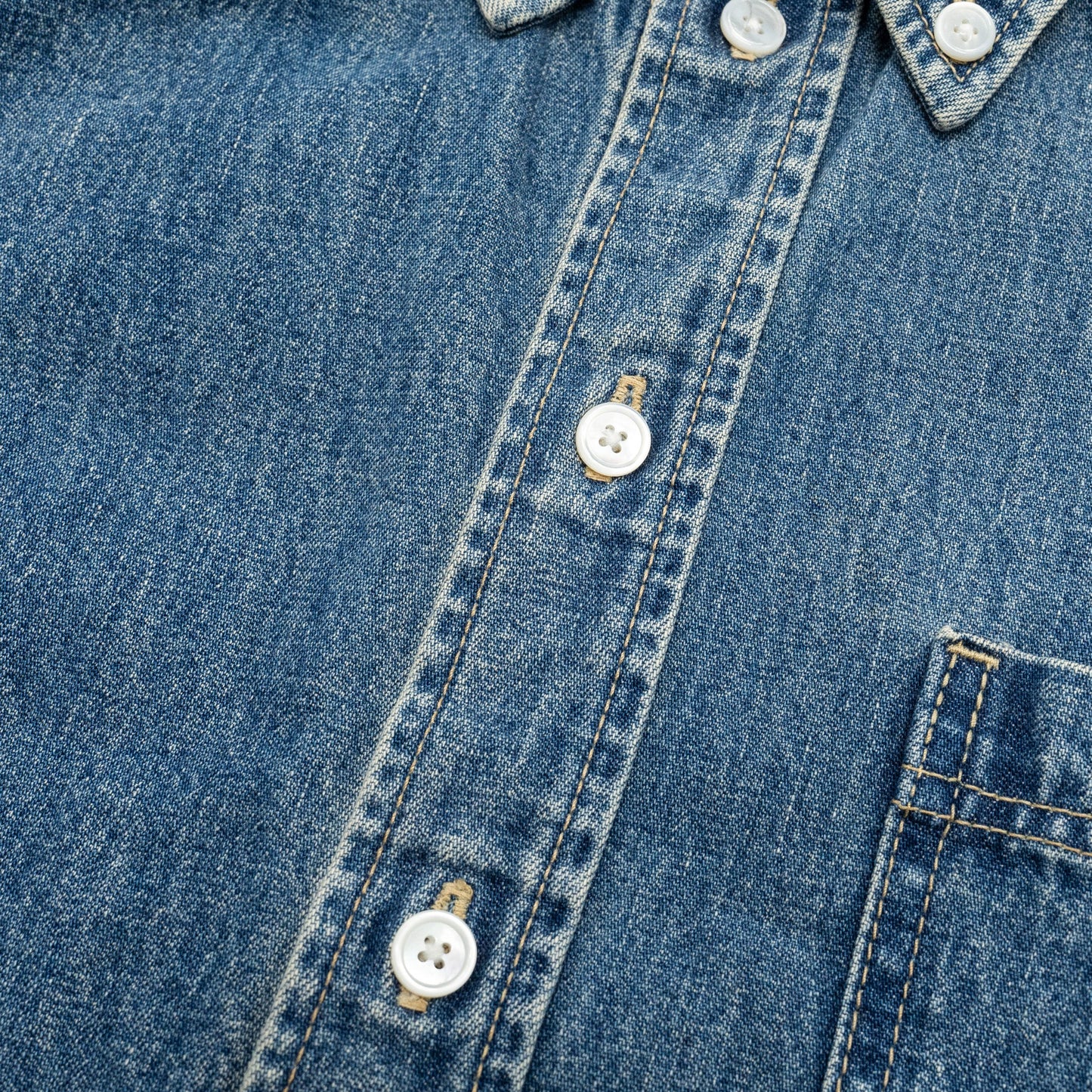Celine Size Cropped Shirt Cotton in Union Ocean Wash Denim Blue