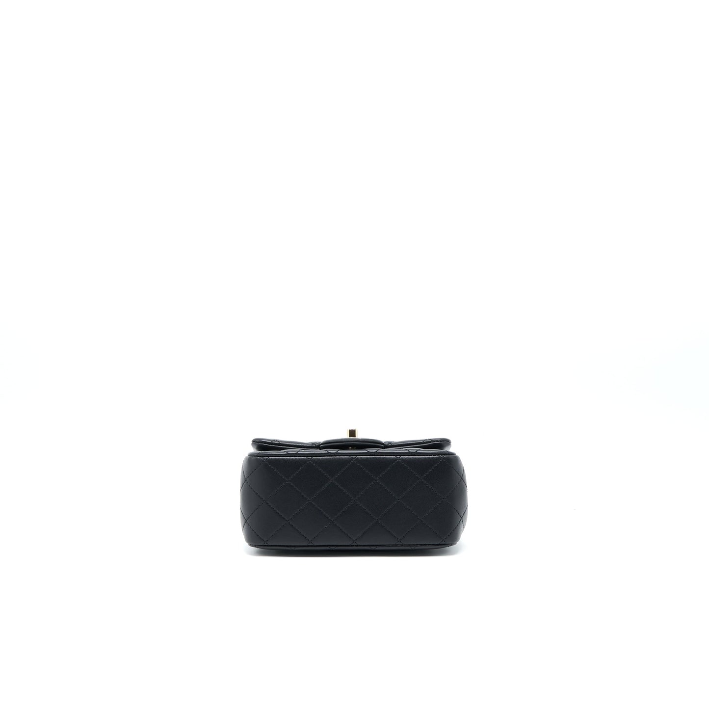 Chanel 23C Pearl Crush Mini Square Flap Bag Lambskin Black LGHW (Microchip)