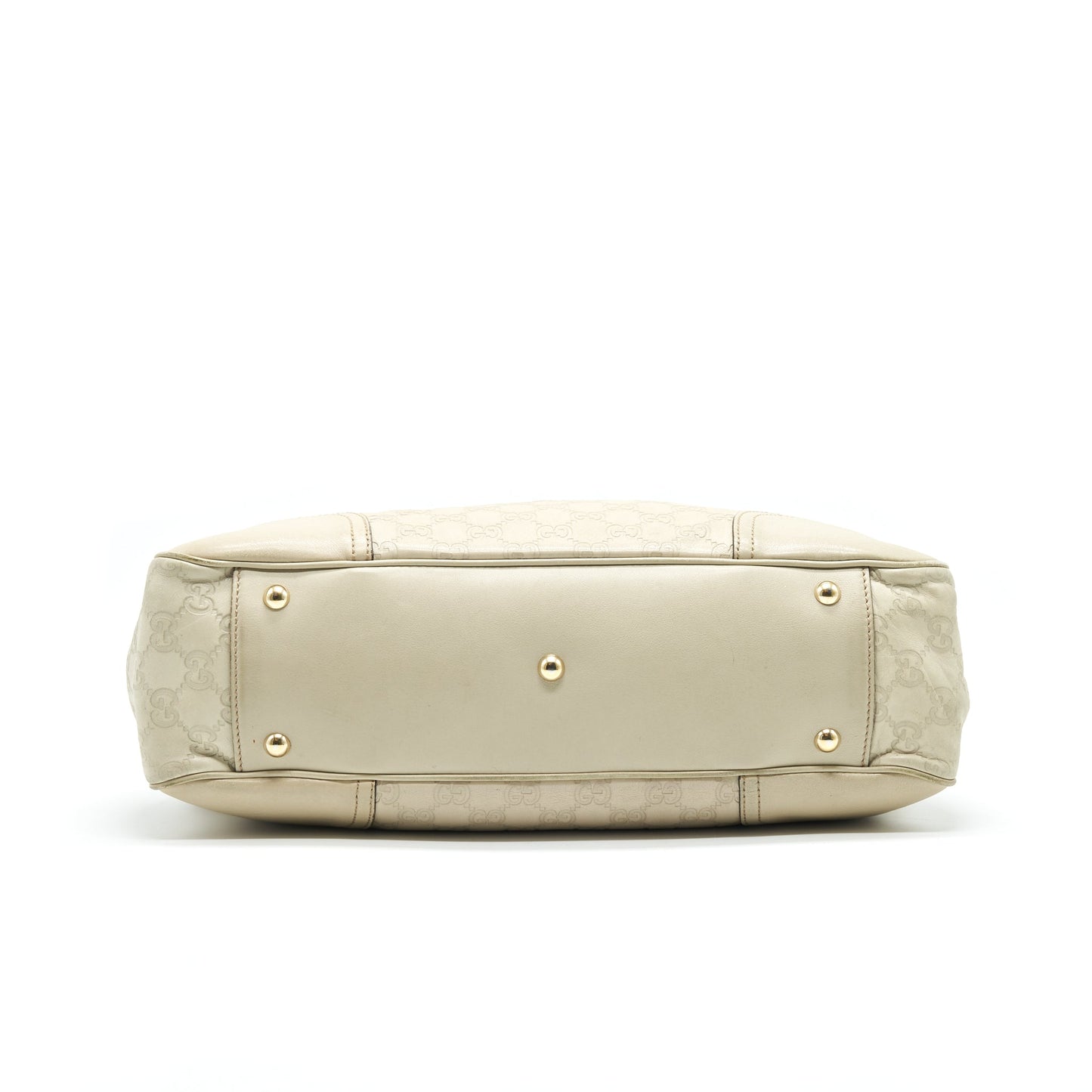 Gucci Monogram Leather Shopping Tote Purse Creamy Beige