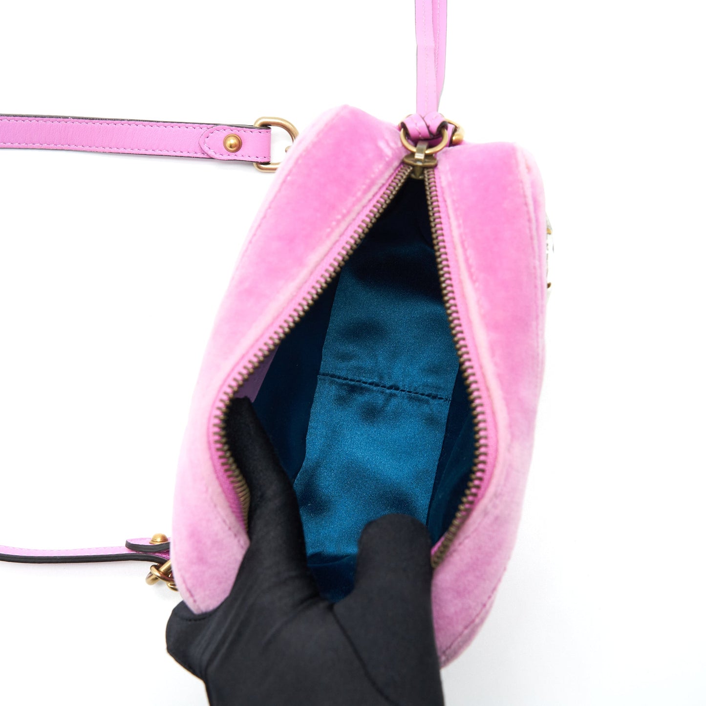 Gucci Marmont Camera Purse Velvet Pink With Crystal