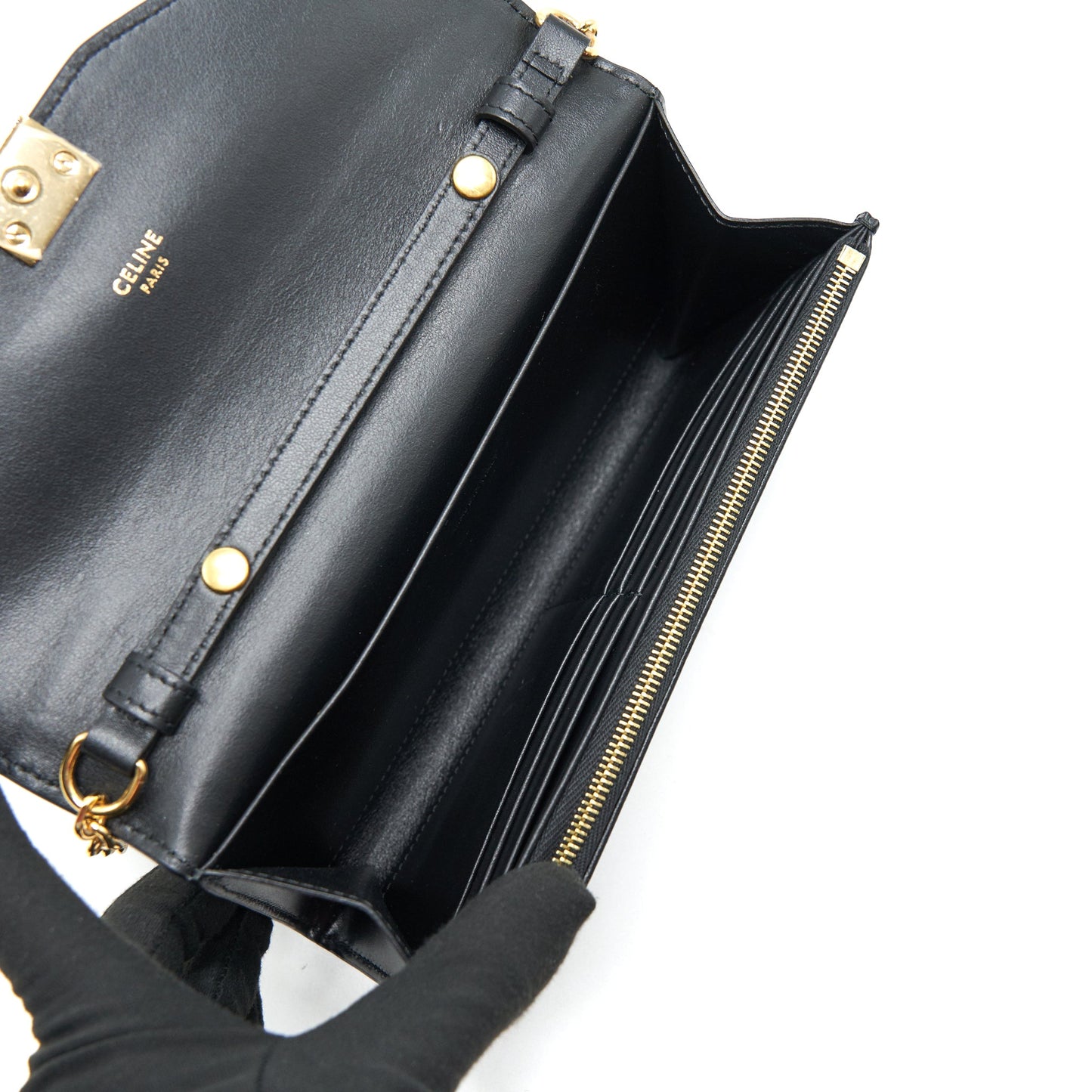 Celine Calfskin C Wallet on Chain Bag Black GHW