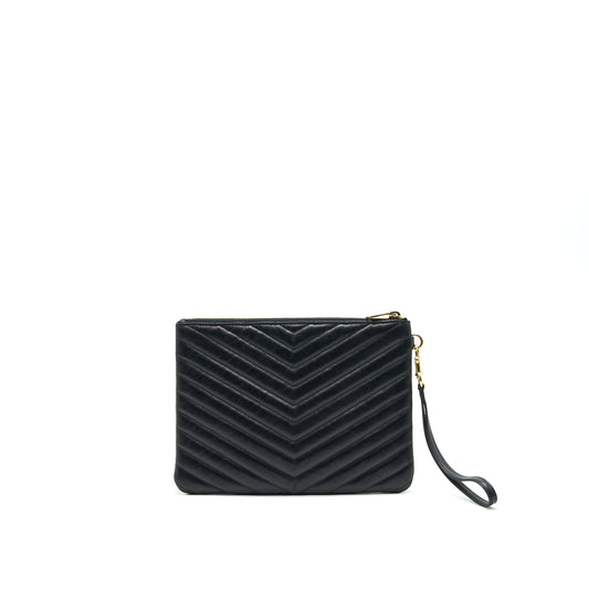 Saint Laurent Monogram Quilted Leather Pouch Black