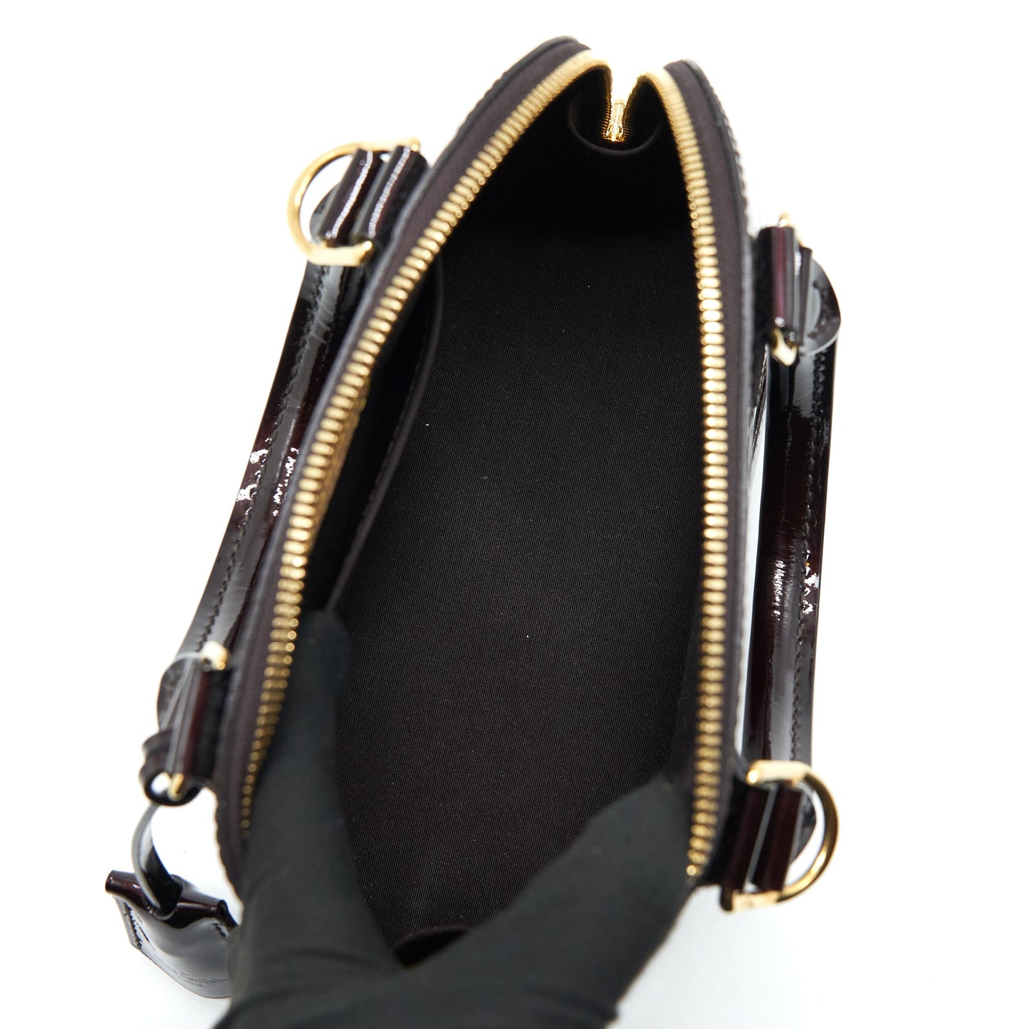 Louis Vuitton Alma Patent Amarante Raye