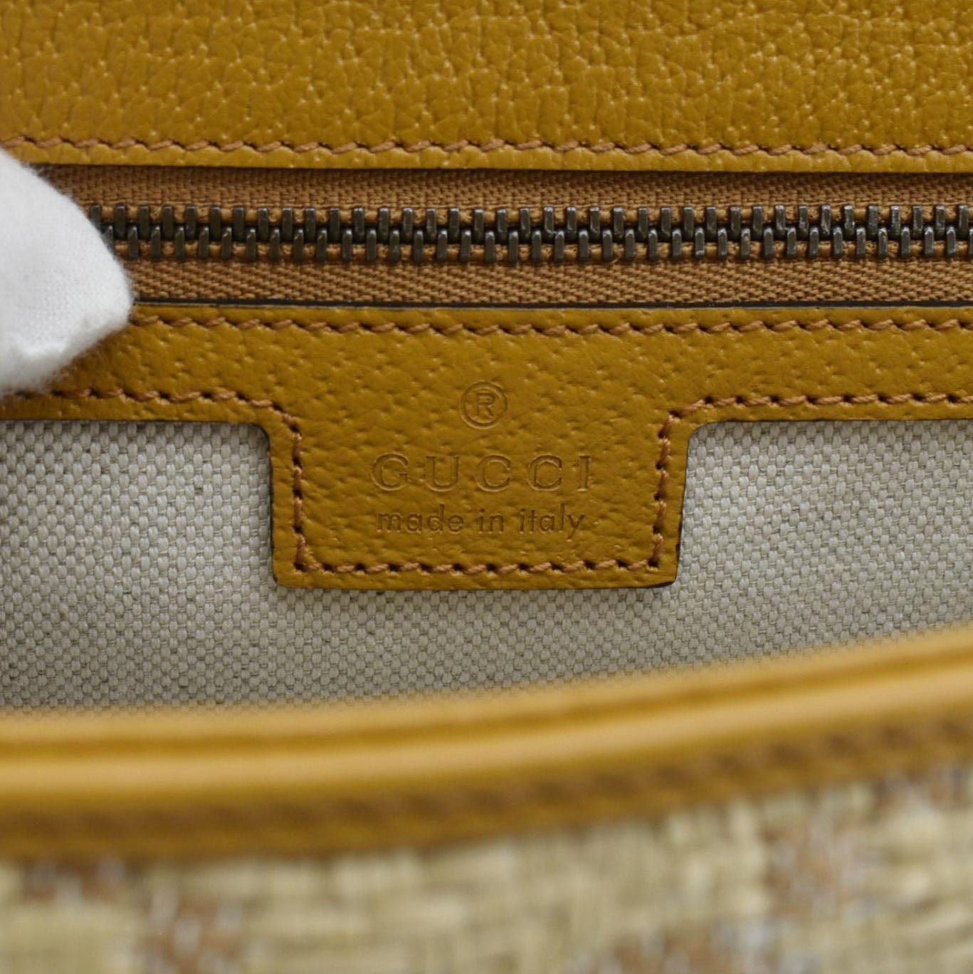 GUCCI GG Marmont Small Raffia Shoulder Bag Natural Beige 443497