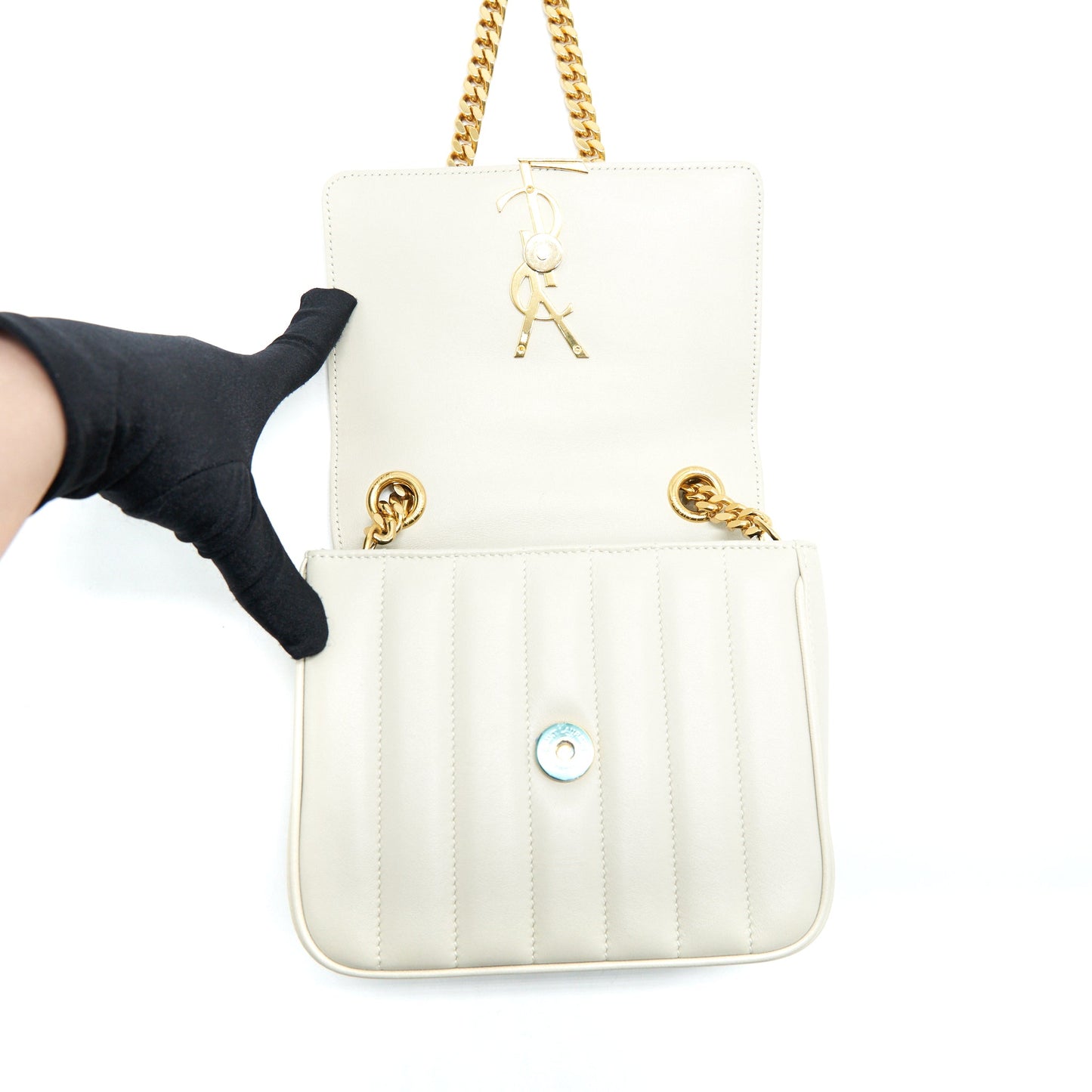 Saint Laurent Vicky Chain Purse Light Beige