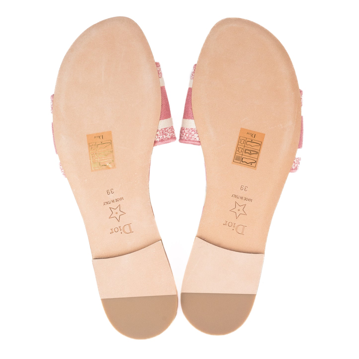 Christian Dior D-way Embroidered Cotton Slides in Dark Nude Stripes