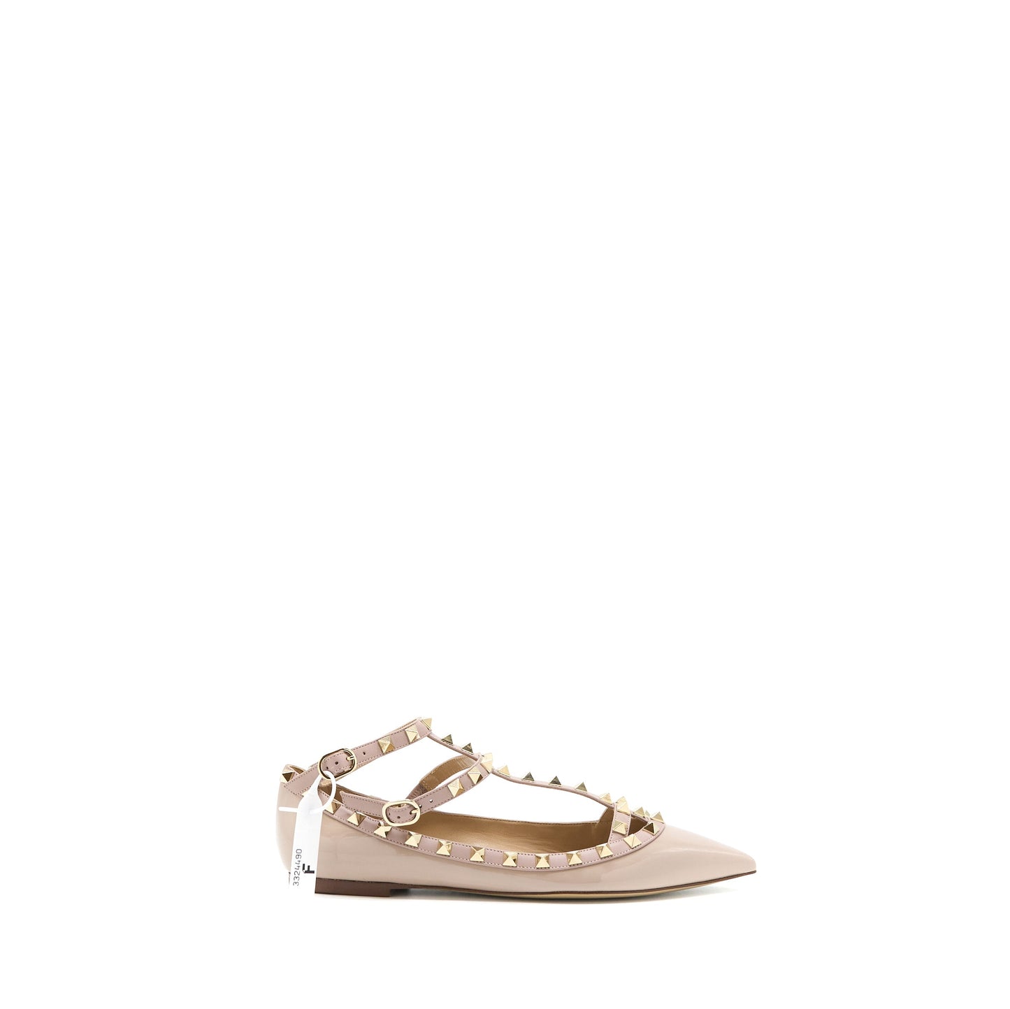 Valentino Size 38 Garavani Rockstud Ballet Flat Caged Patent Light Pink