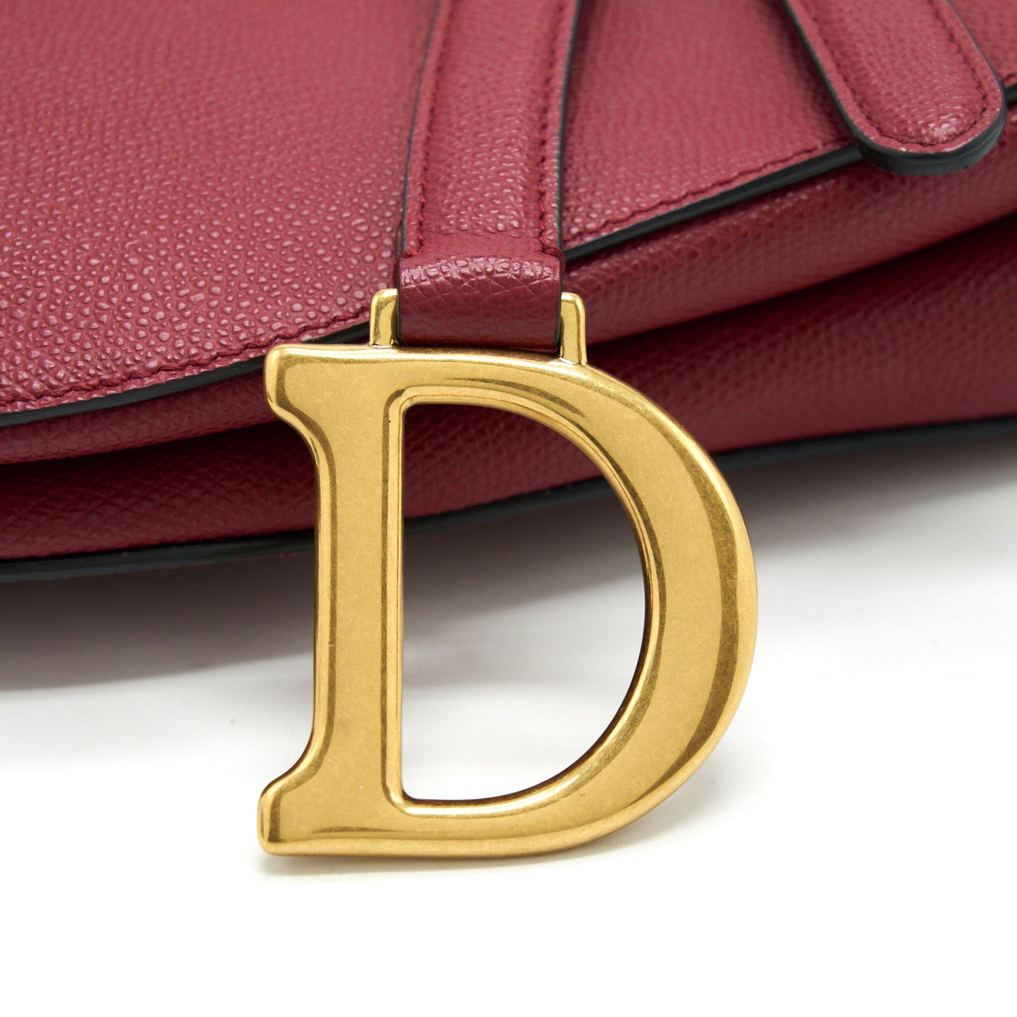 Dior Medium Saddle Purse Grained Calfskin Dark Red
