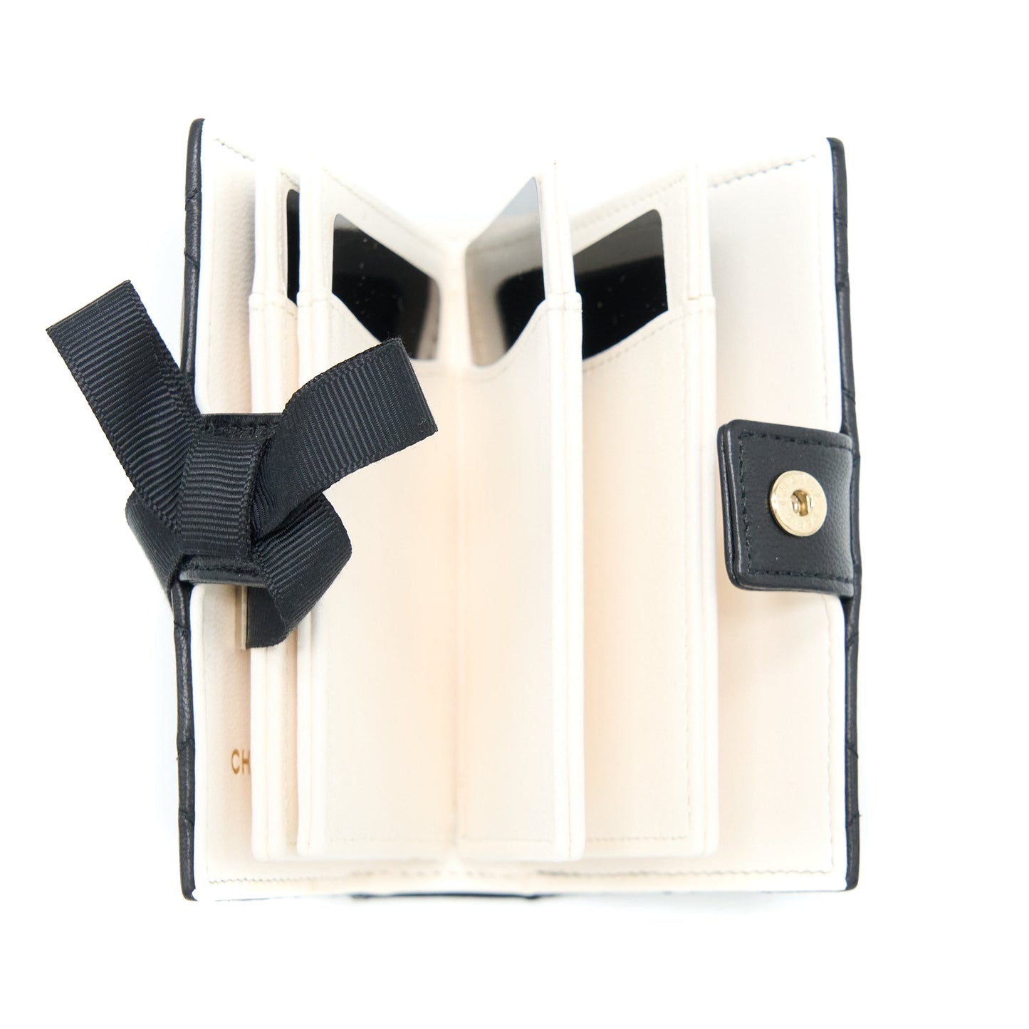 Chanel 22B Mini Book Card Holder Lambskin Black LGHW (Microchip)