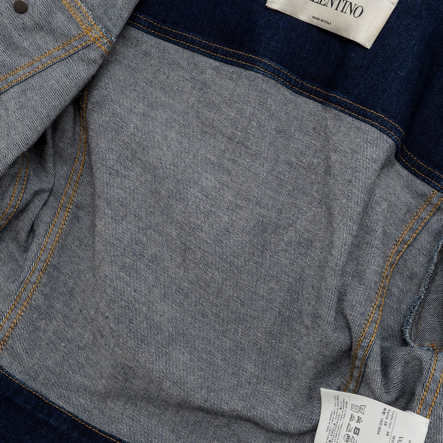 Valentino Size 38 V Logo Cropped Denim Jacket Dark Blue/Red