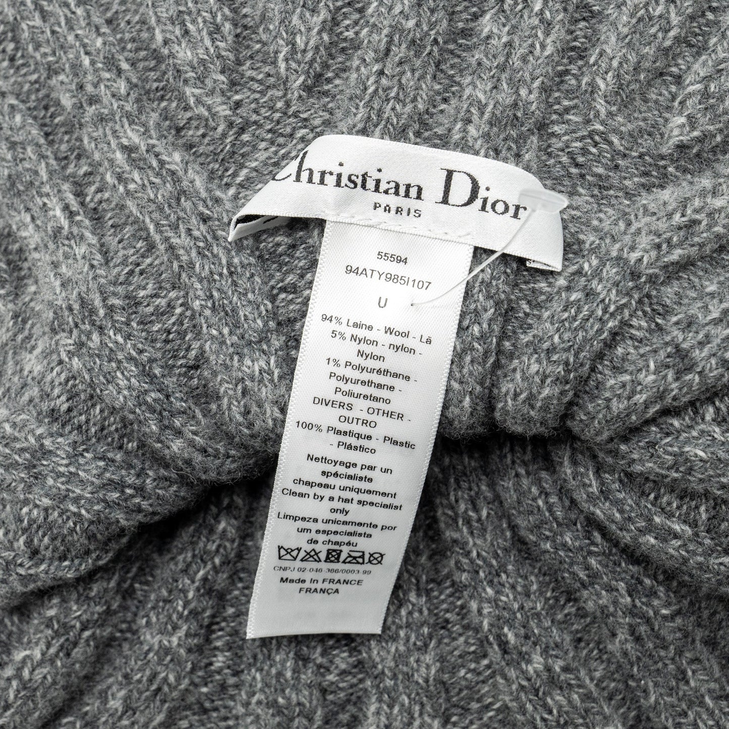 LETTER logo Wire-Brimmed Beanie Wool Grey