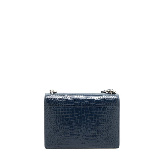 Saint Laurent Medium Sunset Purse Crocodile-Embossed calfskin dark blue