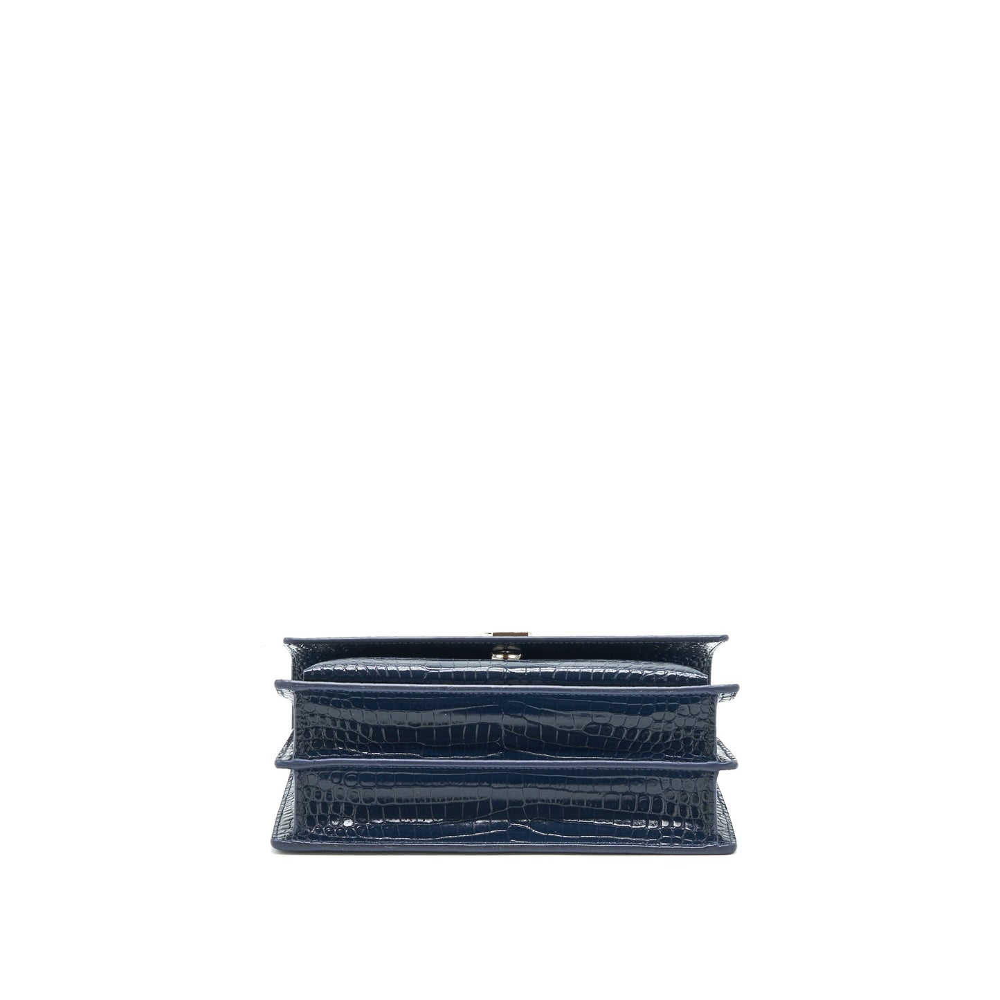 Saint Laurent Medium Sunset Purse Crocodile-Embossed calfskin dark blue