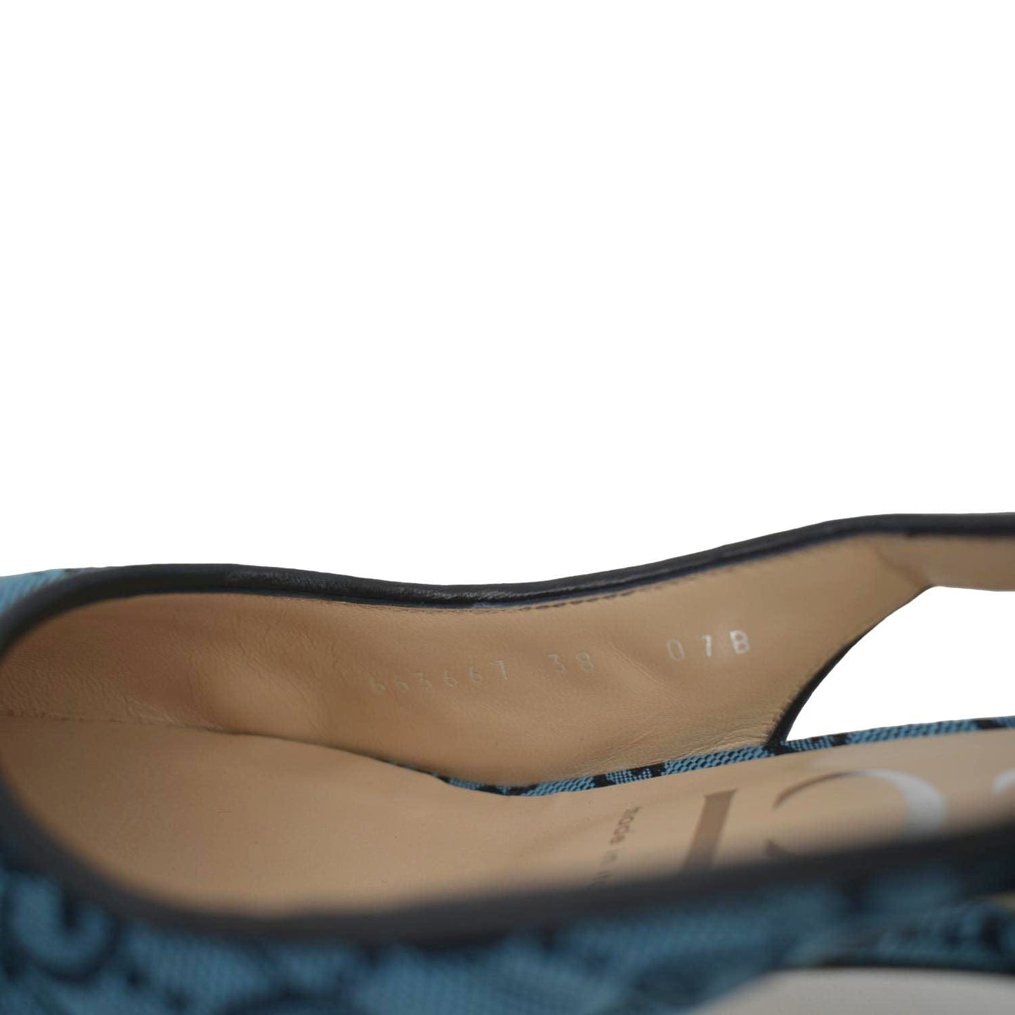 GUCCI Slingback GG Canvas Pumps Blue 663667 Size 38