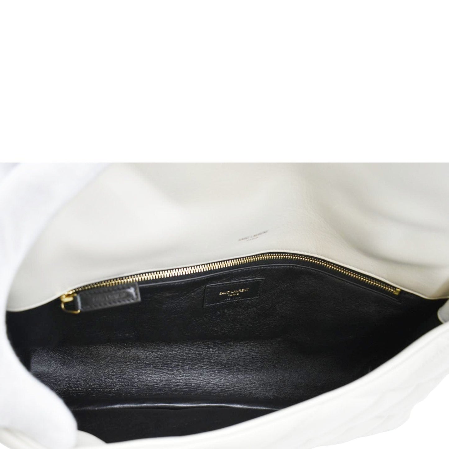 YVES SAINT LAURENT Sade Puffer Quilted Leather Envelope Clutch Off White