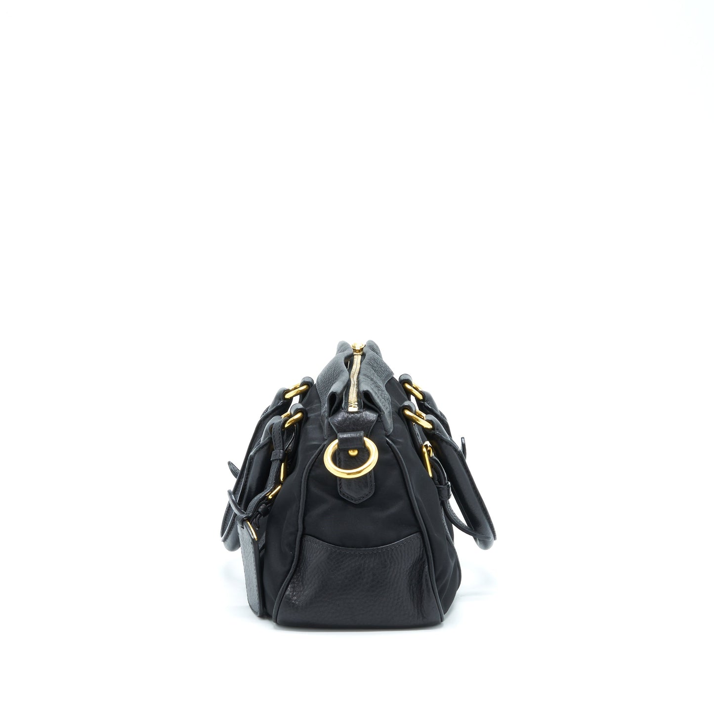 Prada Tessuto Handle Purse Nylon And Leather Black