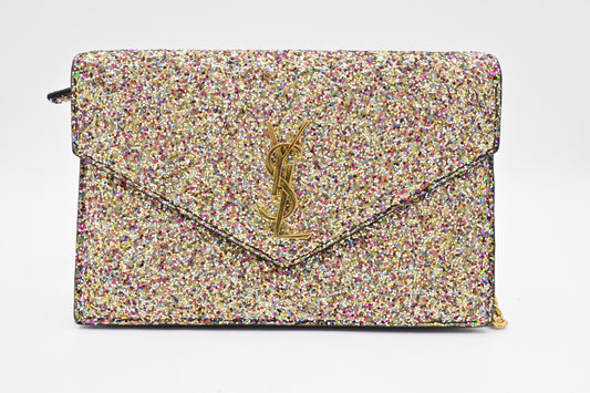 YSL Saint Laurent Wallet on Chain in Multicolor Sparkles
