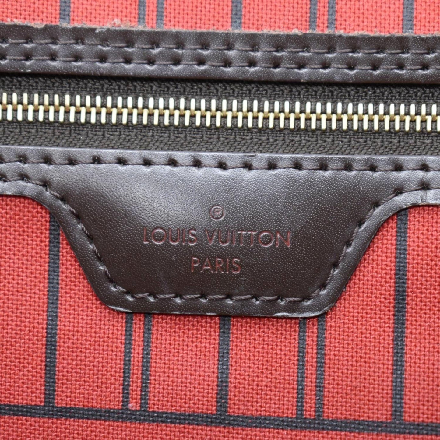 LOUIS VUITTON Neverfull MM Damier Ebene Tote Bag Brown