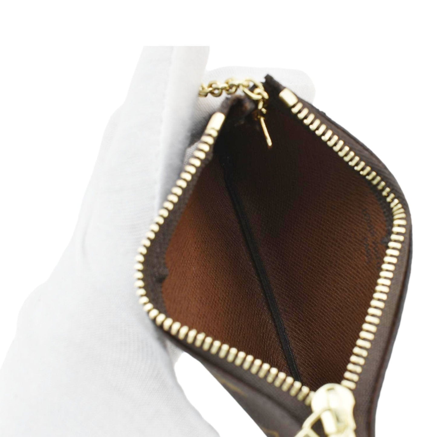 LOUIS VUITTON Key Cles Monogram Canvas Coin Case Brown