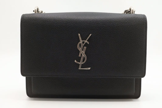 YSL Saint Laurent Sunset Crossbody in Black Leather