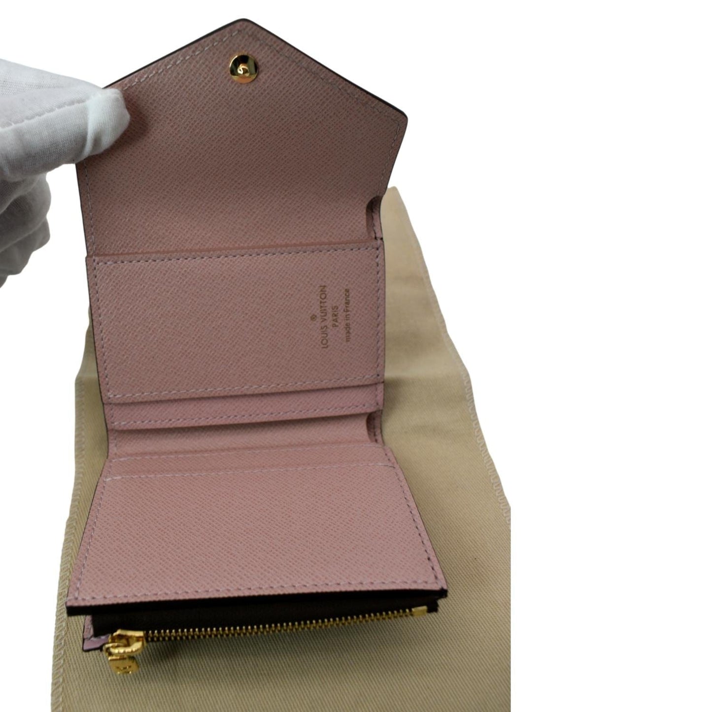 LOUIS VUITTON Monogram Leather Zoe Wallet Rose Ballerine Pink