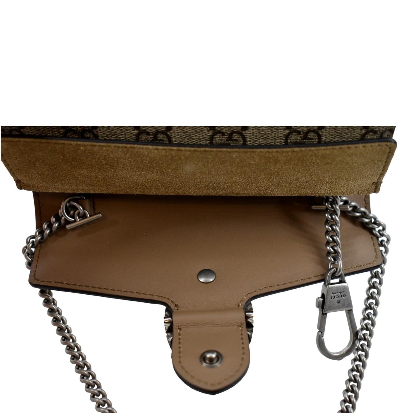 GUCCI Dionysus Super Mini GG Supreme Canvas Crossbody Bag Taupe 476432