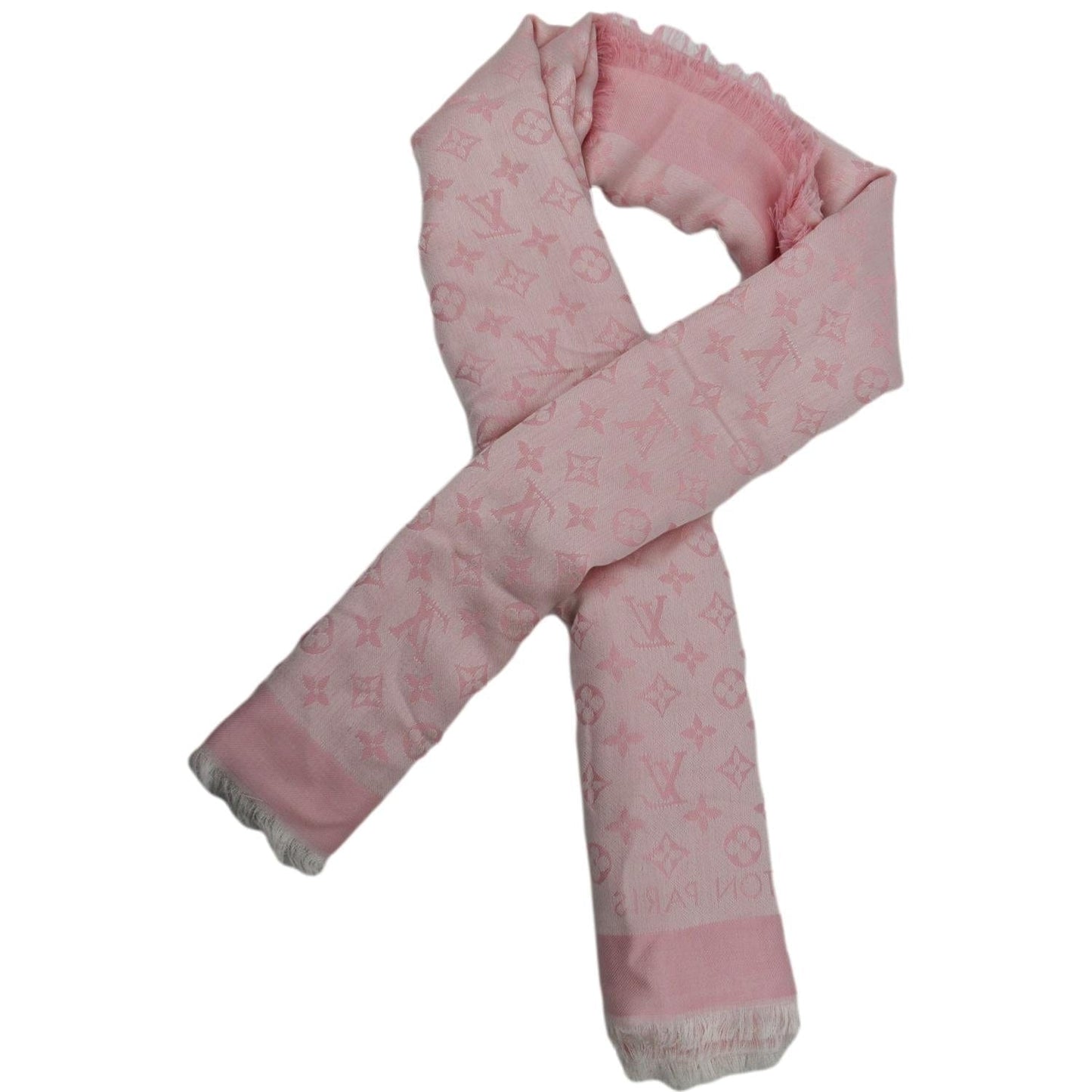LOUIS VUITTON Jacquard Weave Monogram Denim Shawl Light Pink