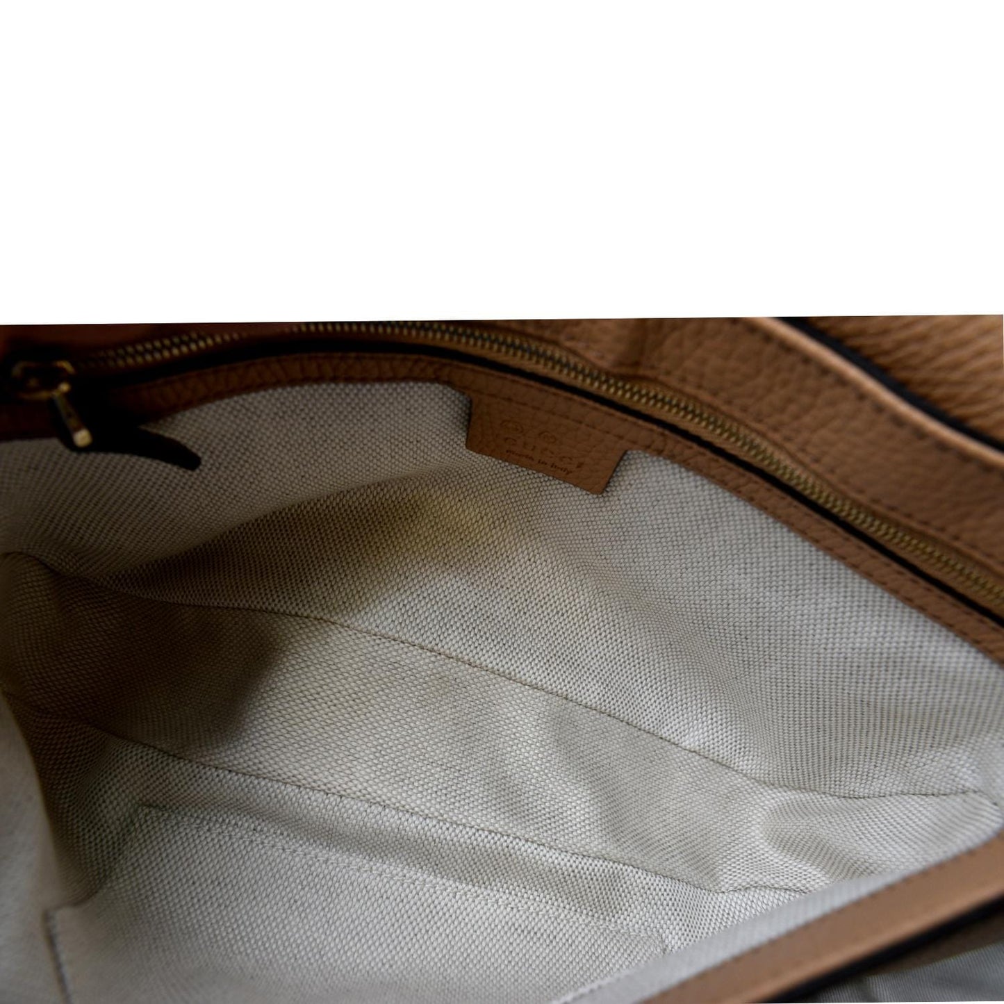 GUCCI Soho Chain Flap Leather Crossbody Bag Brown 536224