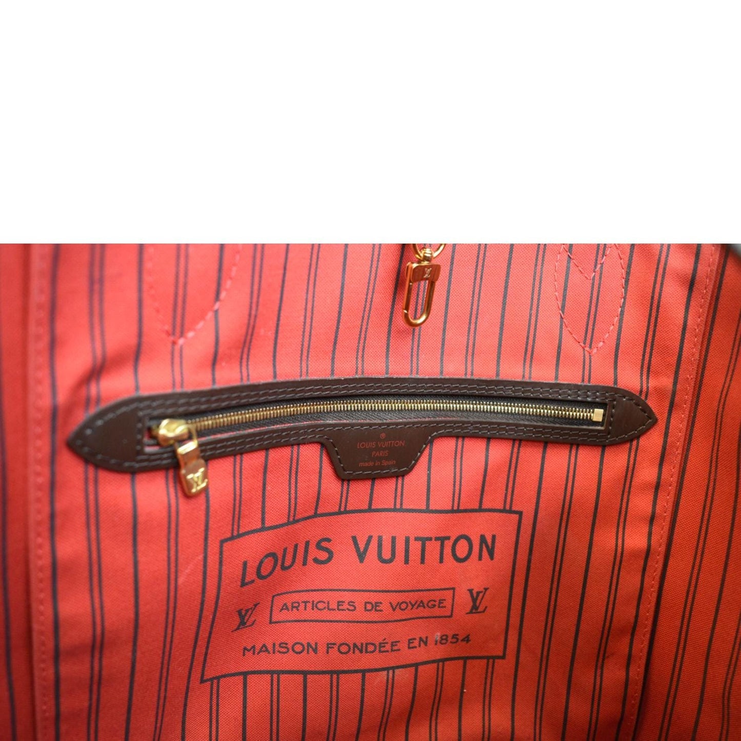 LOUIS VUITTON Neverfull MM Damier Ebene Tote Bag Brown