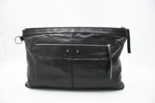 Balenciaga City Clutch in Black Leather
