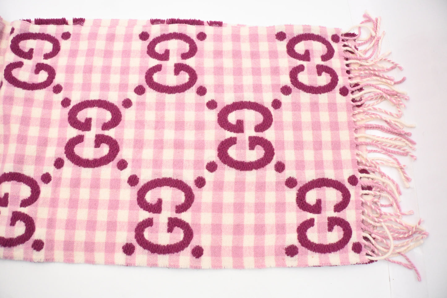 Gucci Scarf in Pink Checked Wool