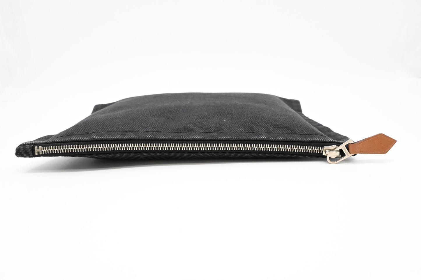 Hermes Small Bain Pouch in Black Canvas