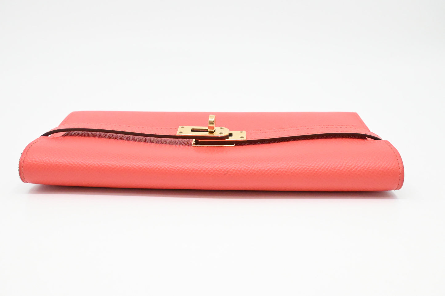 Hermes Kelly Wallet in Grapefruit Leather