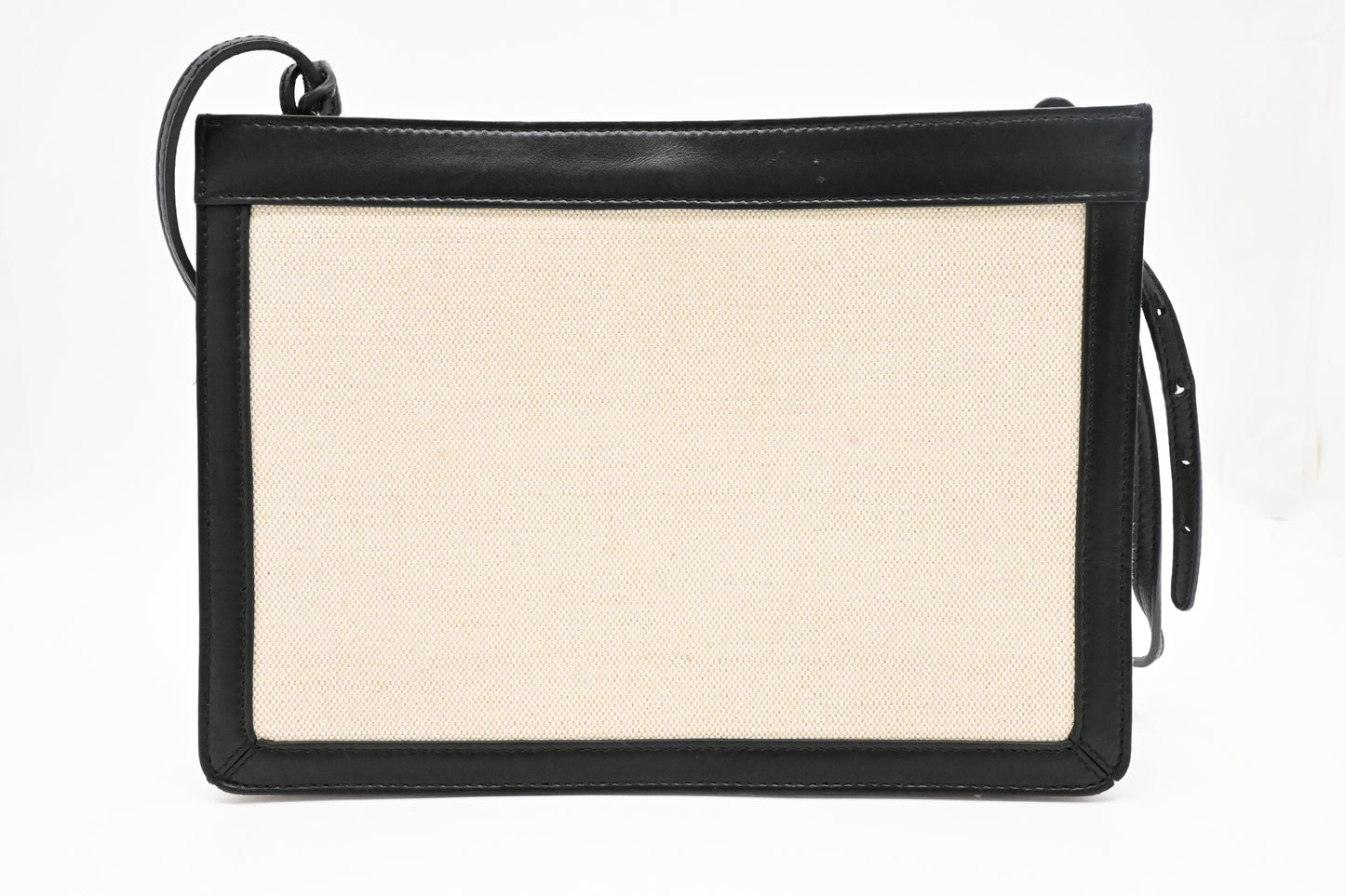 Balenciaga Navy Pochette Crossbody in Off White Canvas