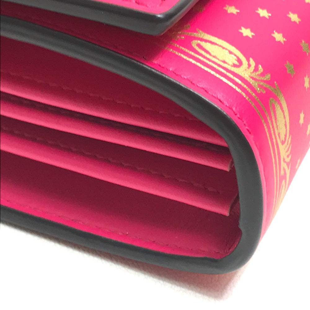 GUCCI Long Wallet Purse 524967 leather Pink / Gold GUCCY logo Women