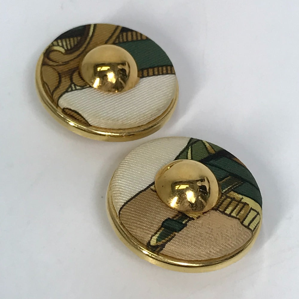 HERMES Earring Gold Plated Gold x Multicolor Round type Accessory Women