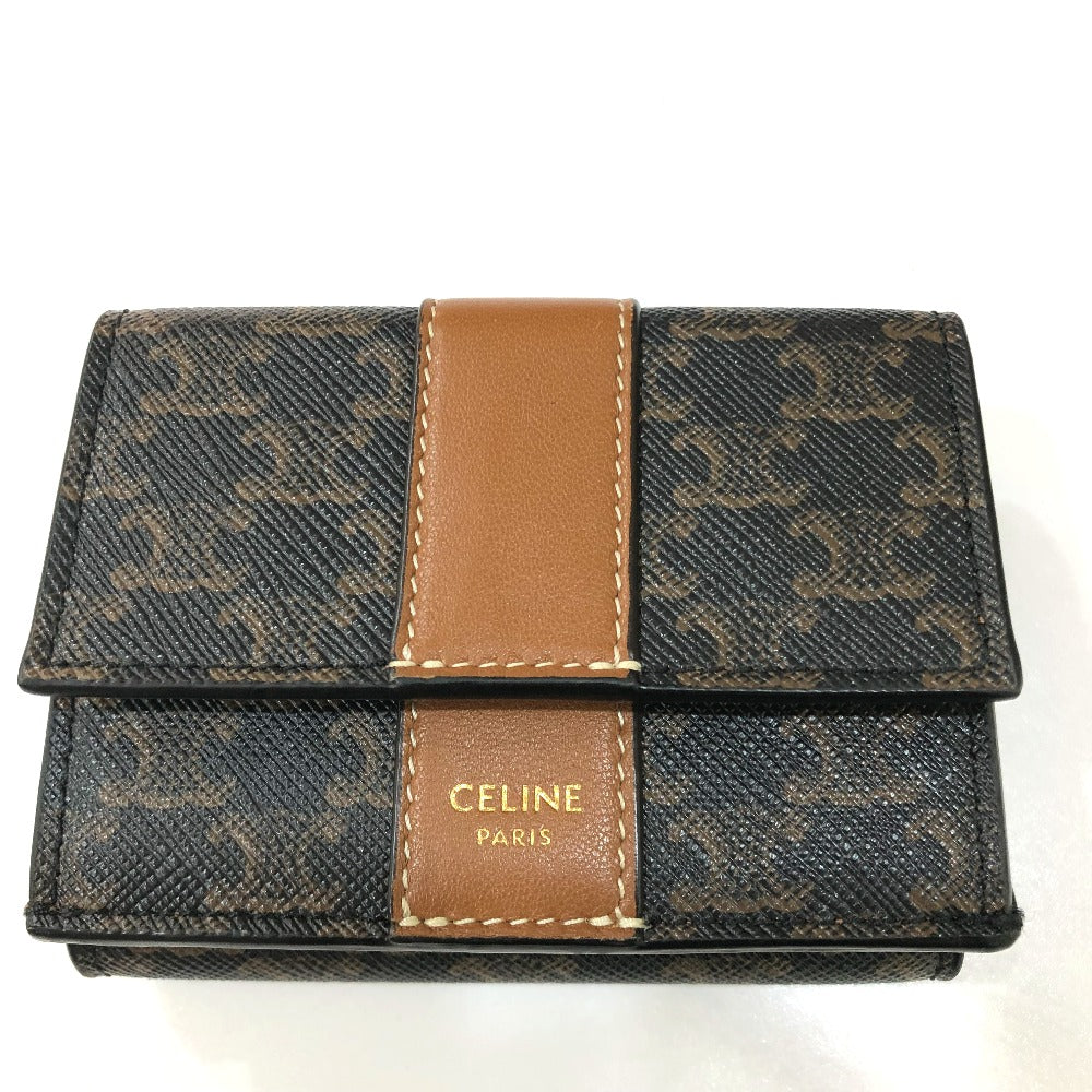 CELINE Trifold wallet PVC / Leather Brown Triomphe Small trifold Women